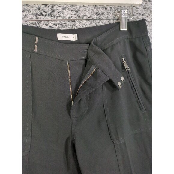 VINCE REVOLVE Patchwork Cargo Pants Womens SZ 4 Black Zip Pockets Neutral Office - Picture 9 of 11